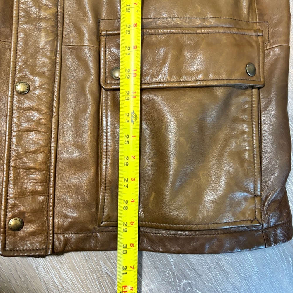 Banana Republic Heritage Mens XL Brown Leather Field Jacket Safari Style Utility - Picture 7 of 16